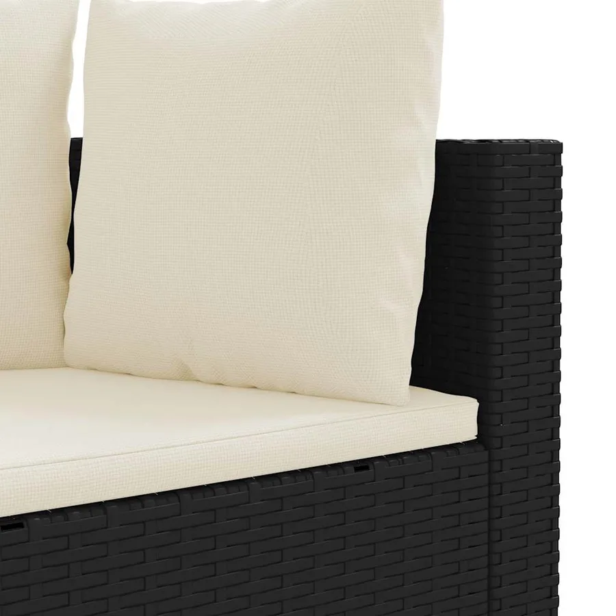 Salon de jardin 5 pcs avec coussins noir résine tressée - 5