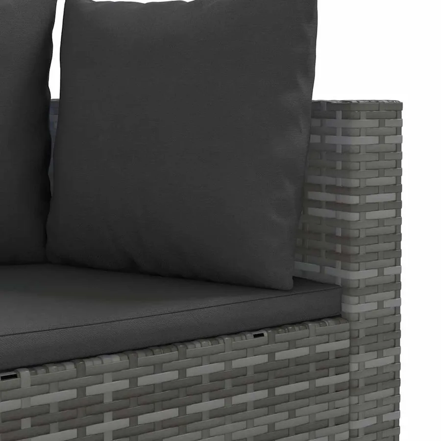 Salon de jardin avec coussins 7 pcs gris résine tressée - 7