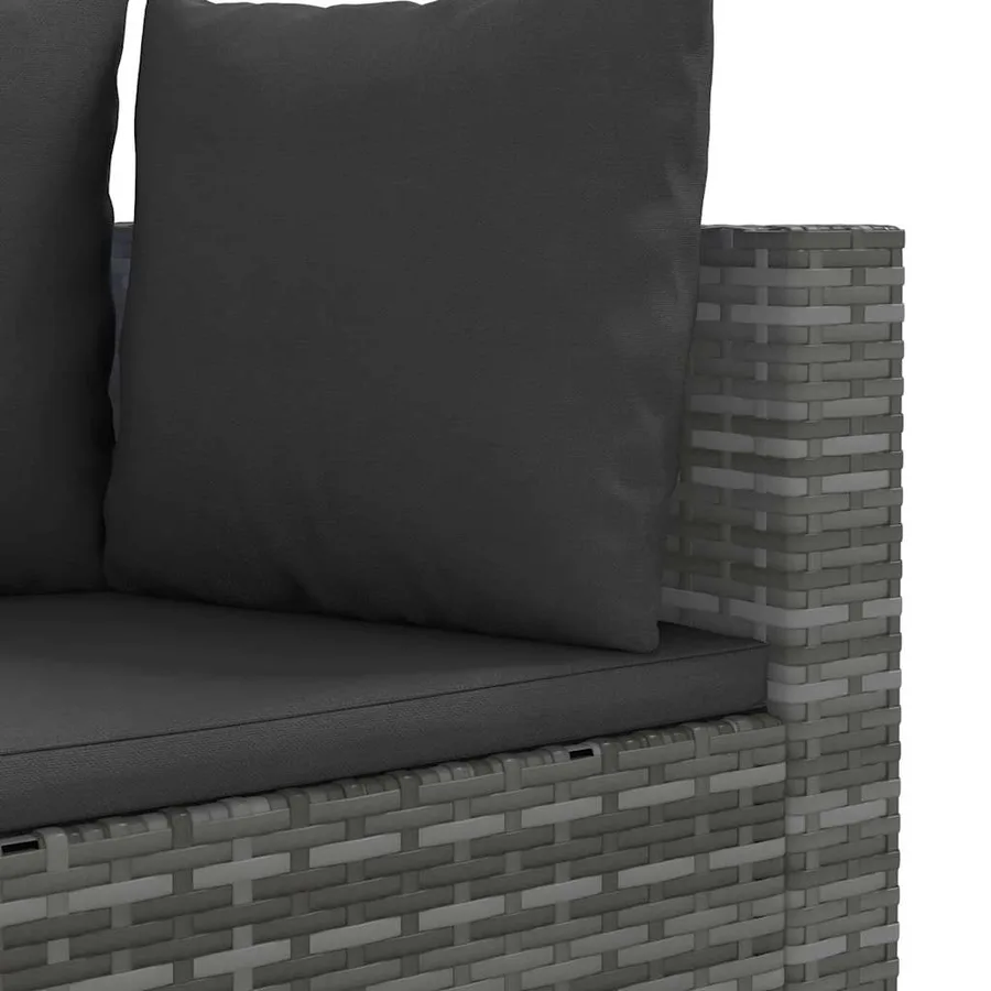 Salon de jardin 5 pcs avec coussins gris résine tressée - 5