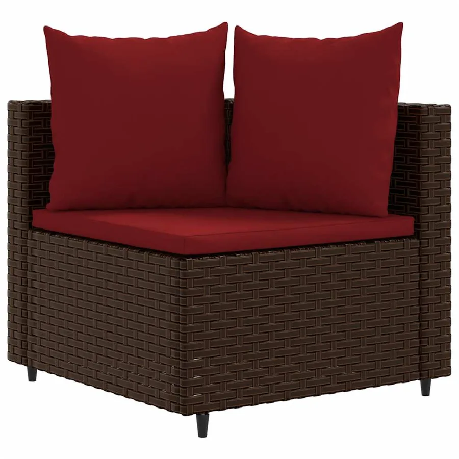 Salon de jardin avec coussins 7 pcs marron résine tressée - 3