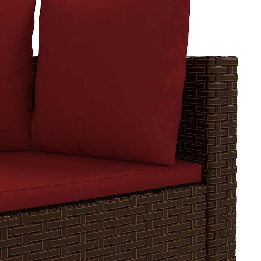 Salon de jardin avec coussins 7 pcs marron résine tressée - 6
