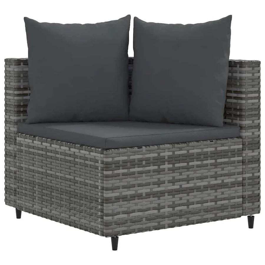Salon de jardin avec coussins 10 pcs gris résine tressée - 3
