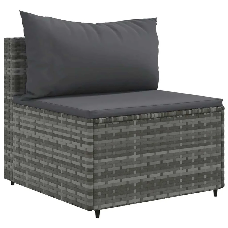 Salon de jardin avec coussins 10 pcs gris résine tressée - 4