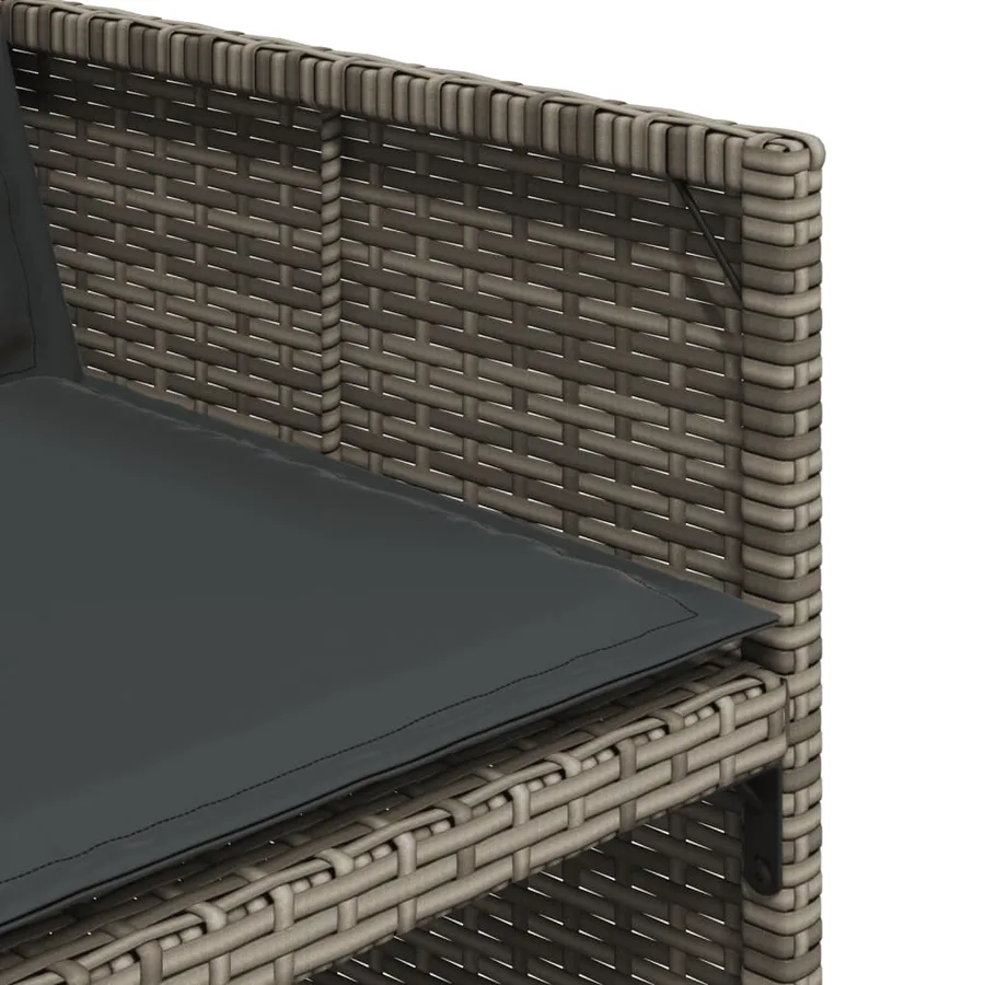 Ensemble à manger de jardin 9 pcs coussins gris résine tressée - 9