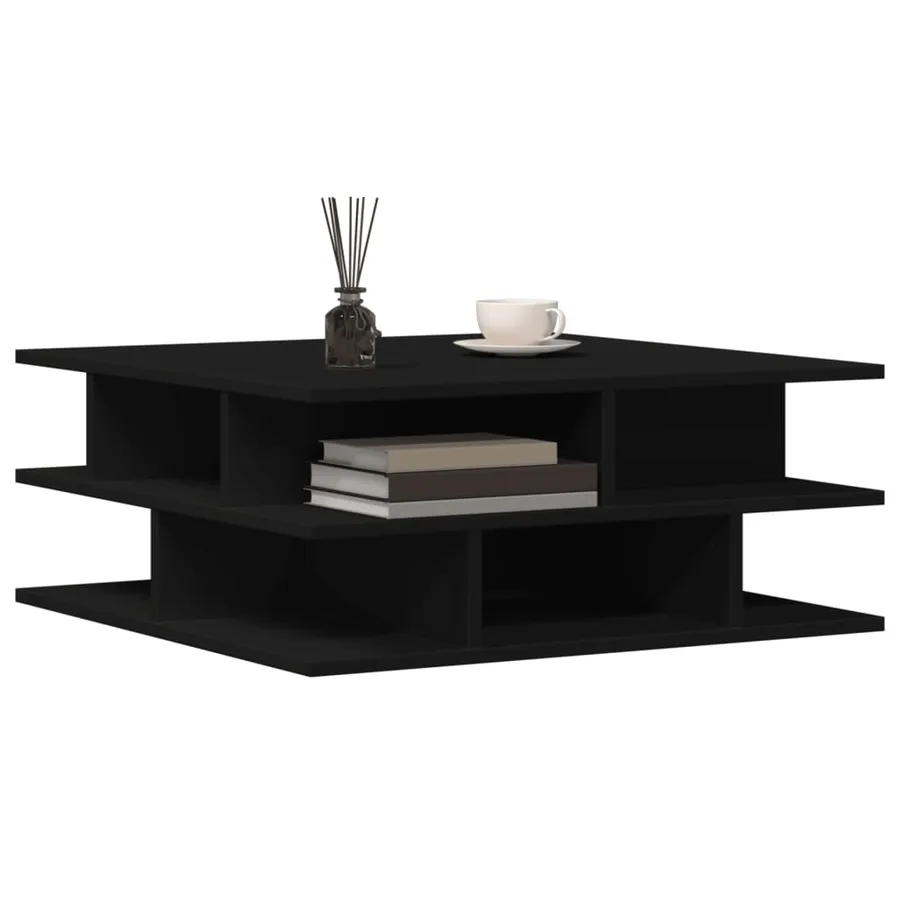 Table basse noir 70x70x29 cm bois d'ingénierie - 4