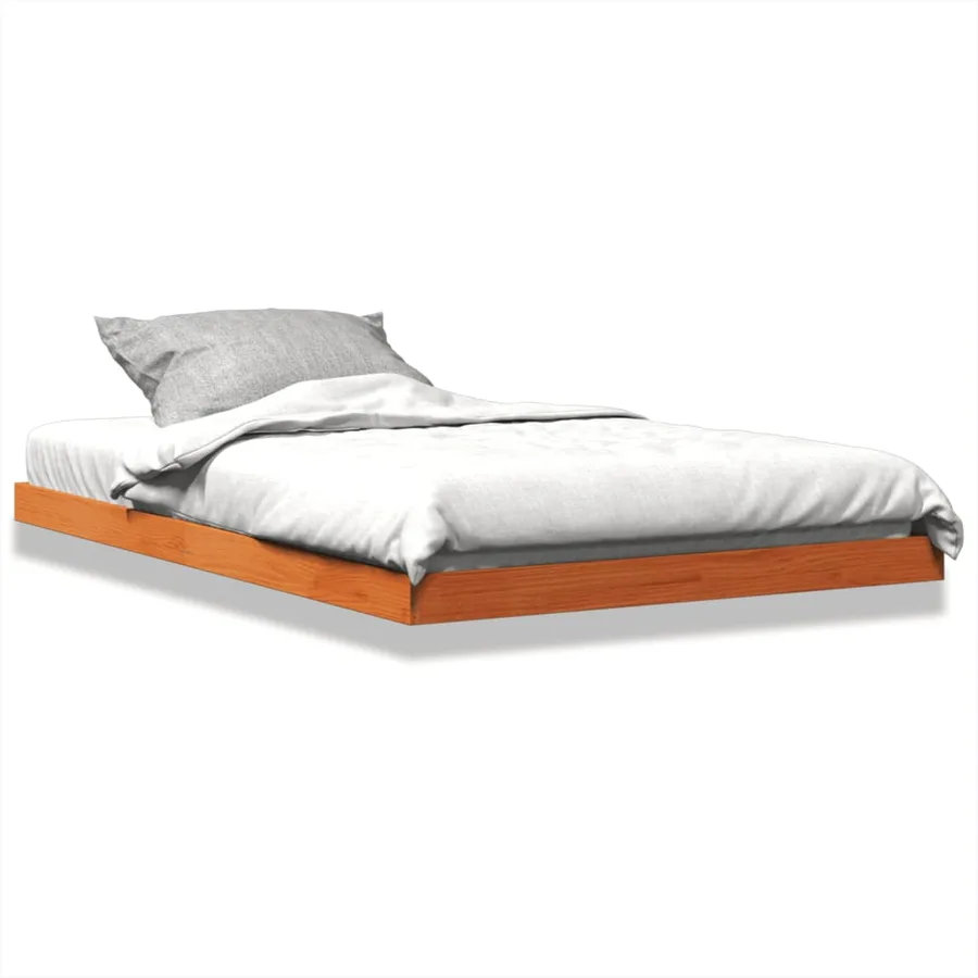 Cadre de lit sans matelas cire marron 120x190cm bois pin massif - 2