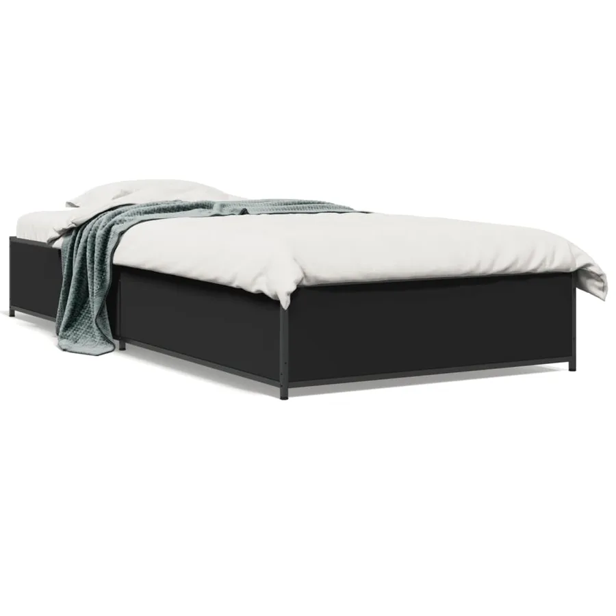 Cadre de lit sans matelas noir 90x200 cm - 2