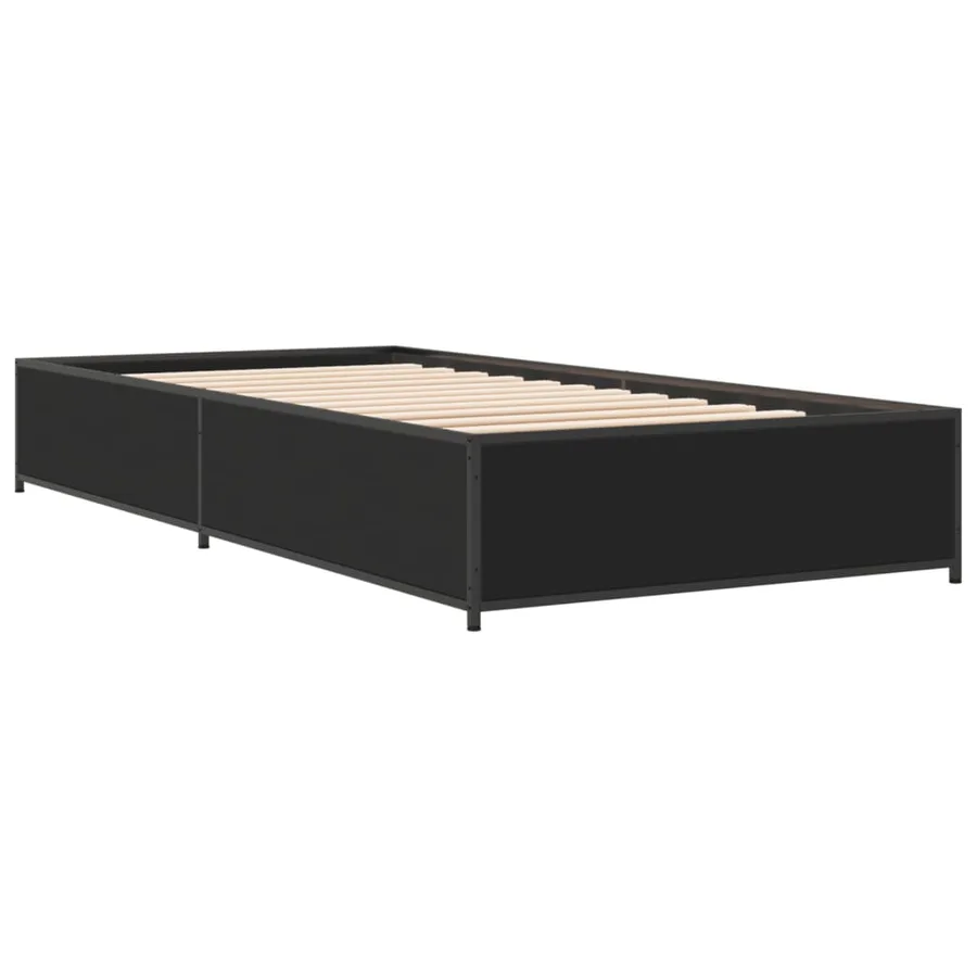 Cadre de lit sans matelas noir 90x200 cm - 3