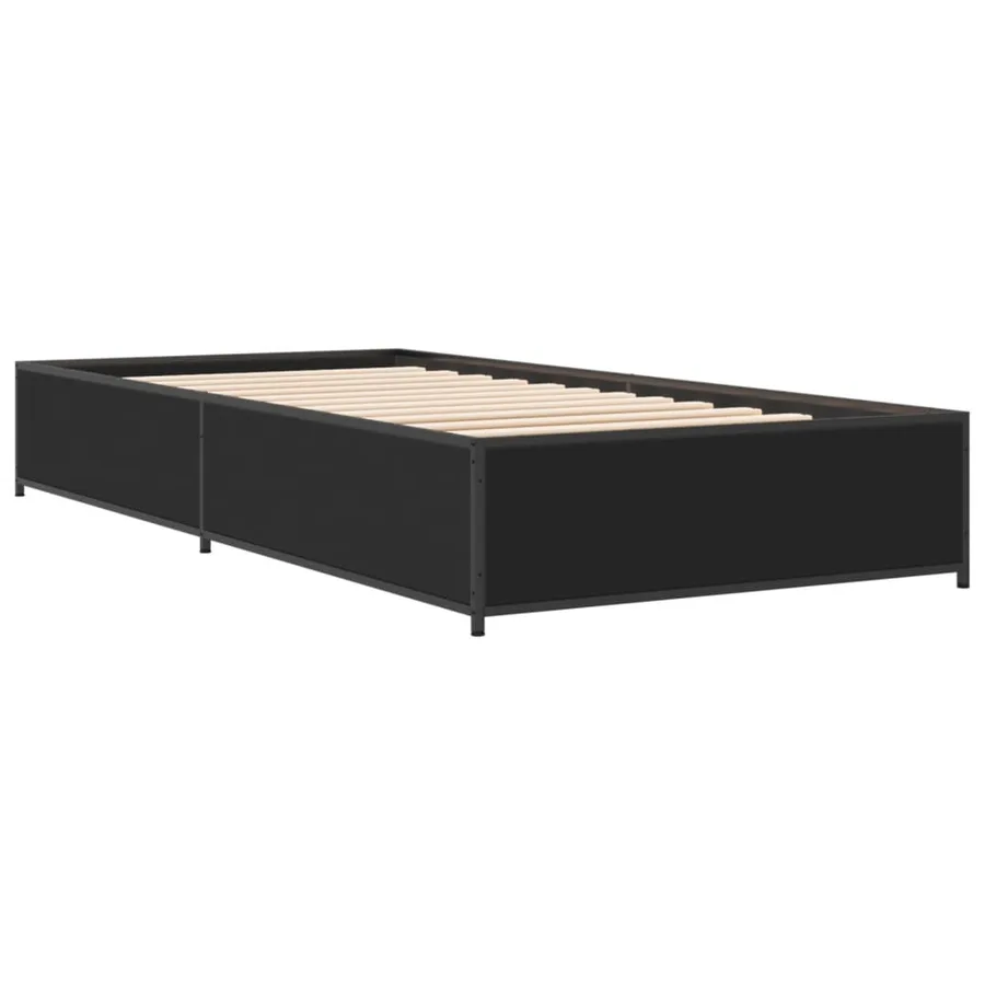 Cadre de lit sans matelas noir 90x200 cm - 6