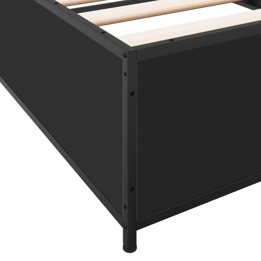 Cadre de lit sans matelas noir 90x200 cm - 7