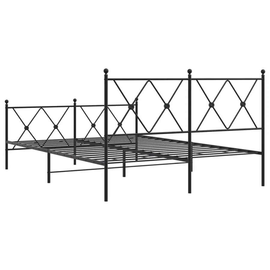Cadre de lit métal sans matelas avec pied de lit noir 140x190cm - 6