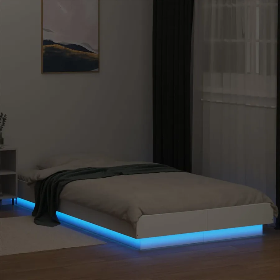 Cadre de lit avec lumières LED sans matelas blanc 100x200 cm - 4