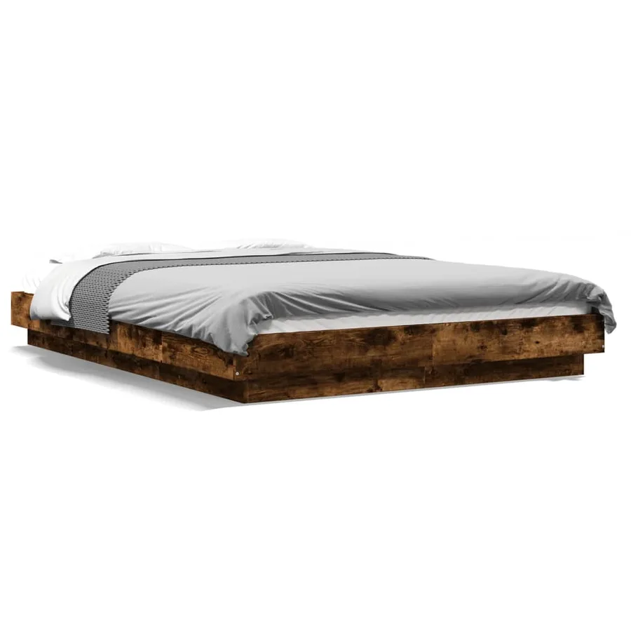Cadre de lit sans matelas chêne fumé 140x190 cm - 2