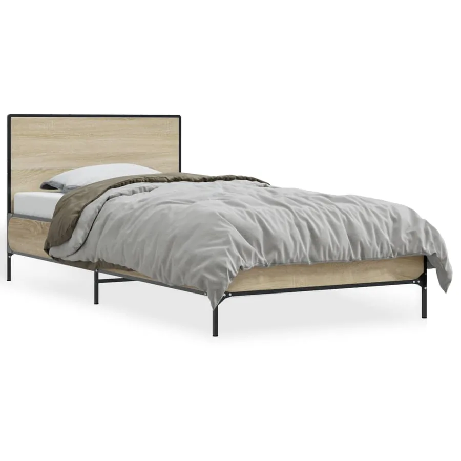 Cadre de lit sans matelas chêne sonoma 75x190 cm - 2