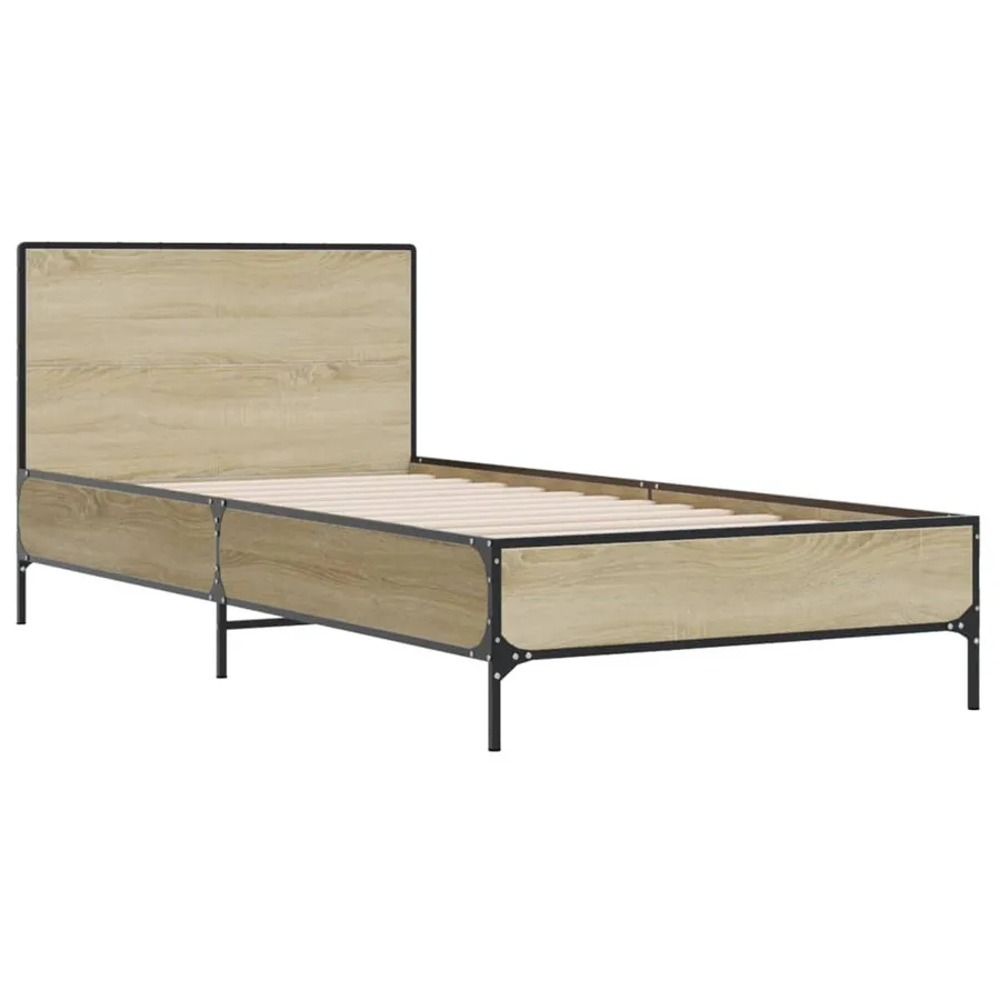 Cadre de lit sans matelas chêne sonoma 75x190 cm - 3