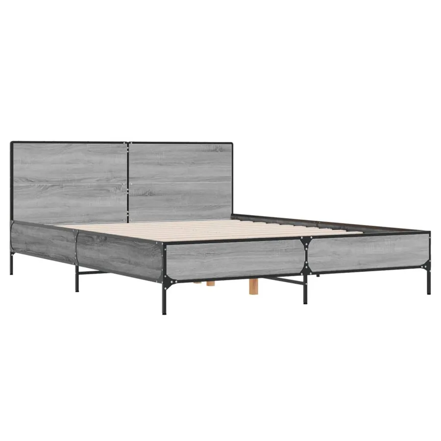 Cadre de lit sans matelas sonoma gris 150x200 cm - 3