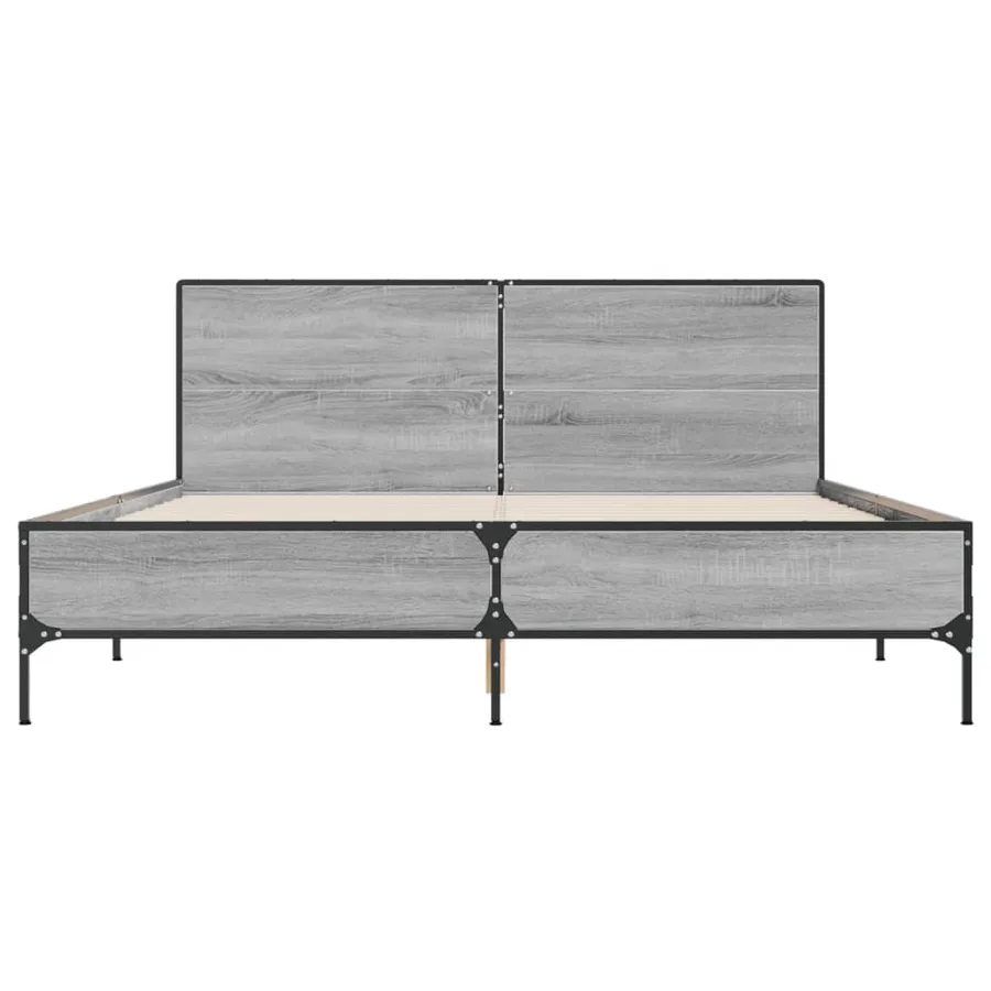 Cadre de lit sans matelas sonoma gris 150x200 cm - 4