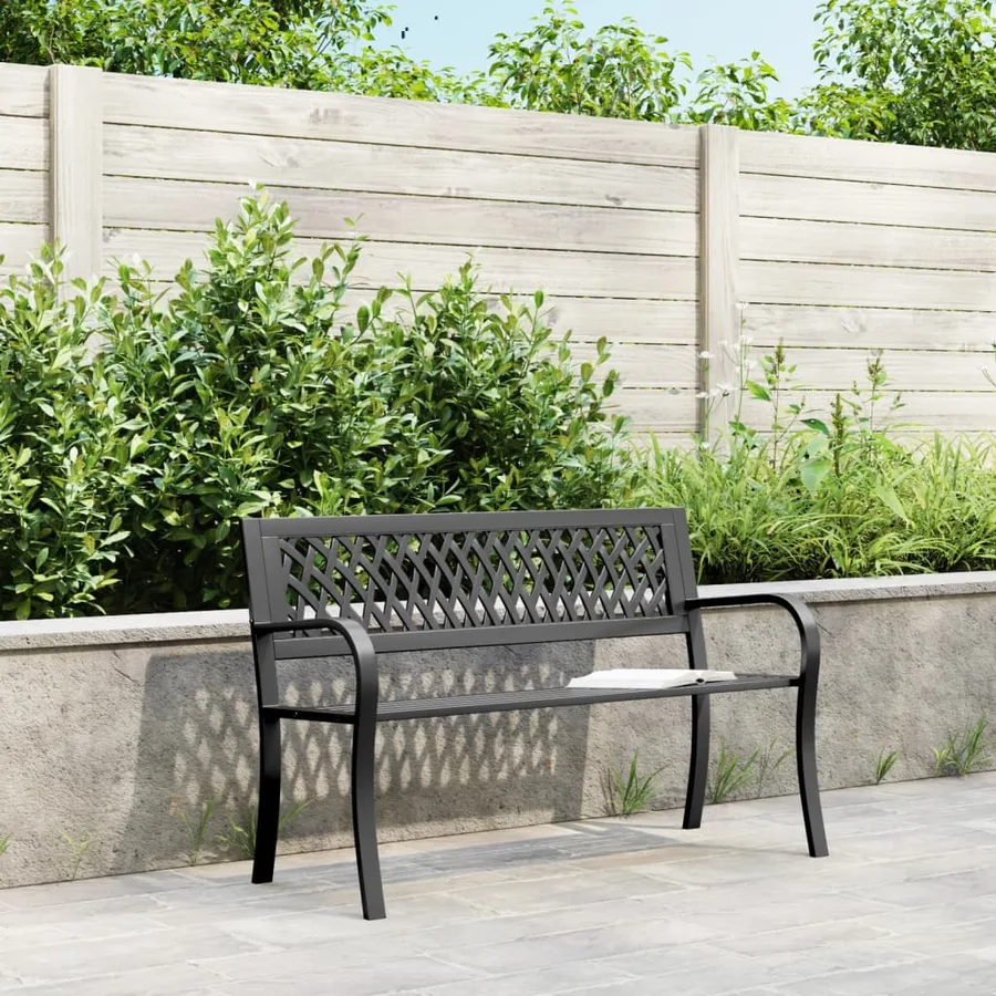 Banc de jardin Noir 120 cm Acier - 3