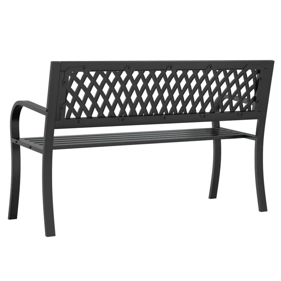 Banc de jardin Noir 120 cm Acier - 6