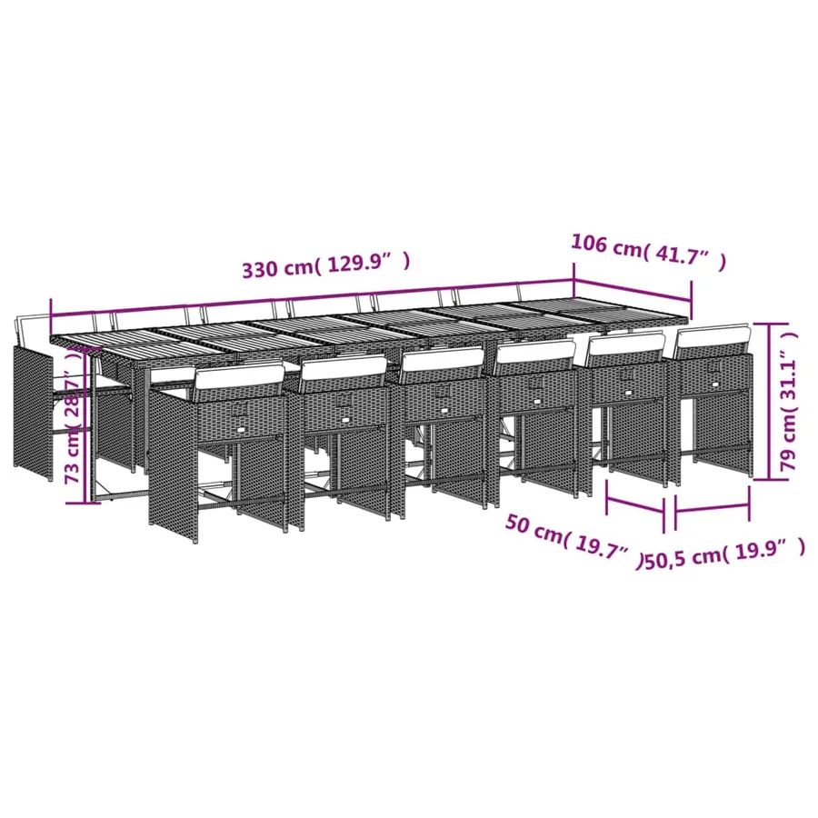Ensemble à manger de jardin 13 pcs coussins noir résine tressée - 9