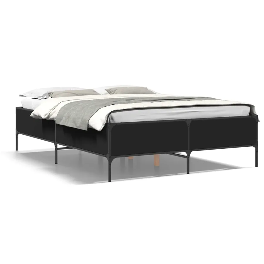 Cadre de lit sans matelas noir 150x200 cm - 2