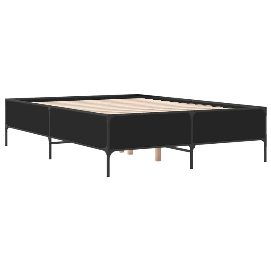 Cadre de lit sans matelas noir 150x200 cm - 6
