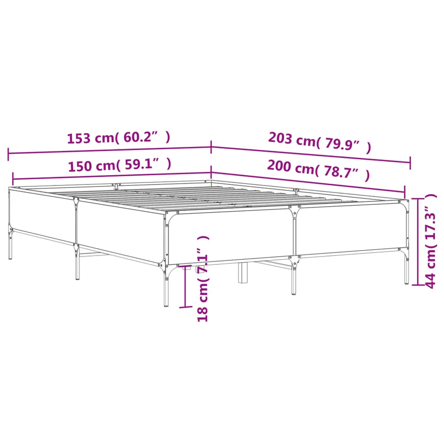 Cadre de lit sans matelas noir 150x200 cm - 9