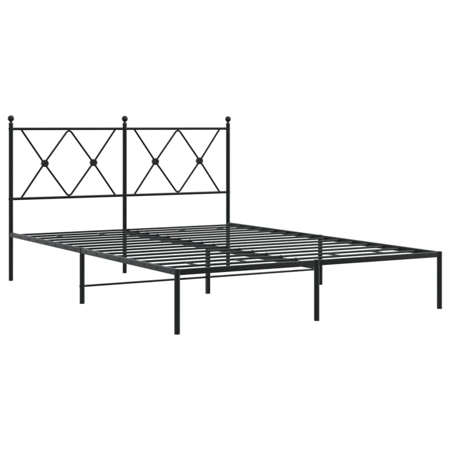 Cadre de lit métal sans matelas avec tête de lit noir 135x190cm - 3
