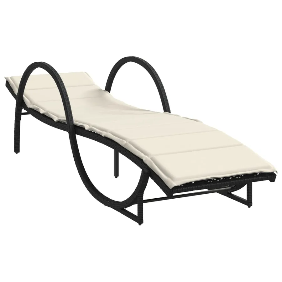 Chaises longues lot de 2 avec table noir résine tressée - 4