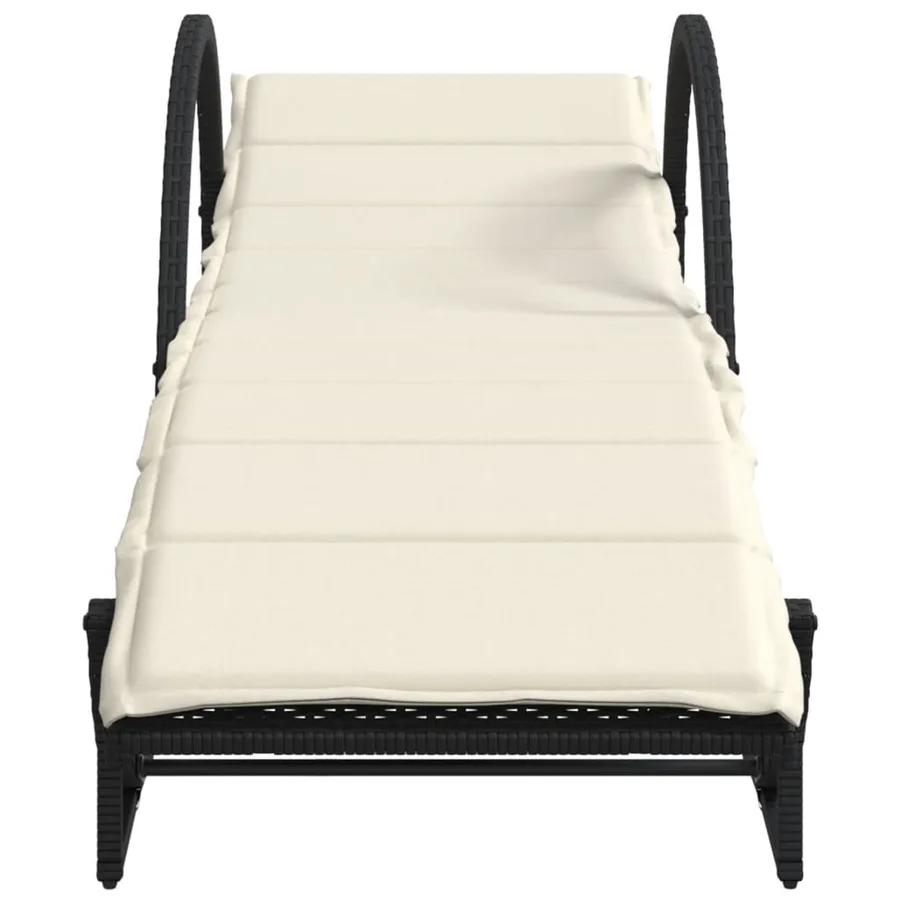 Chaises longues lot de 2 avec table noir résine tressée - 5
