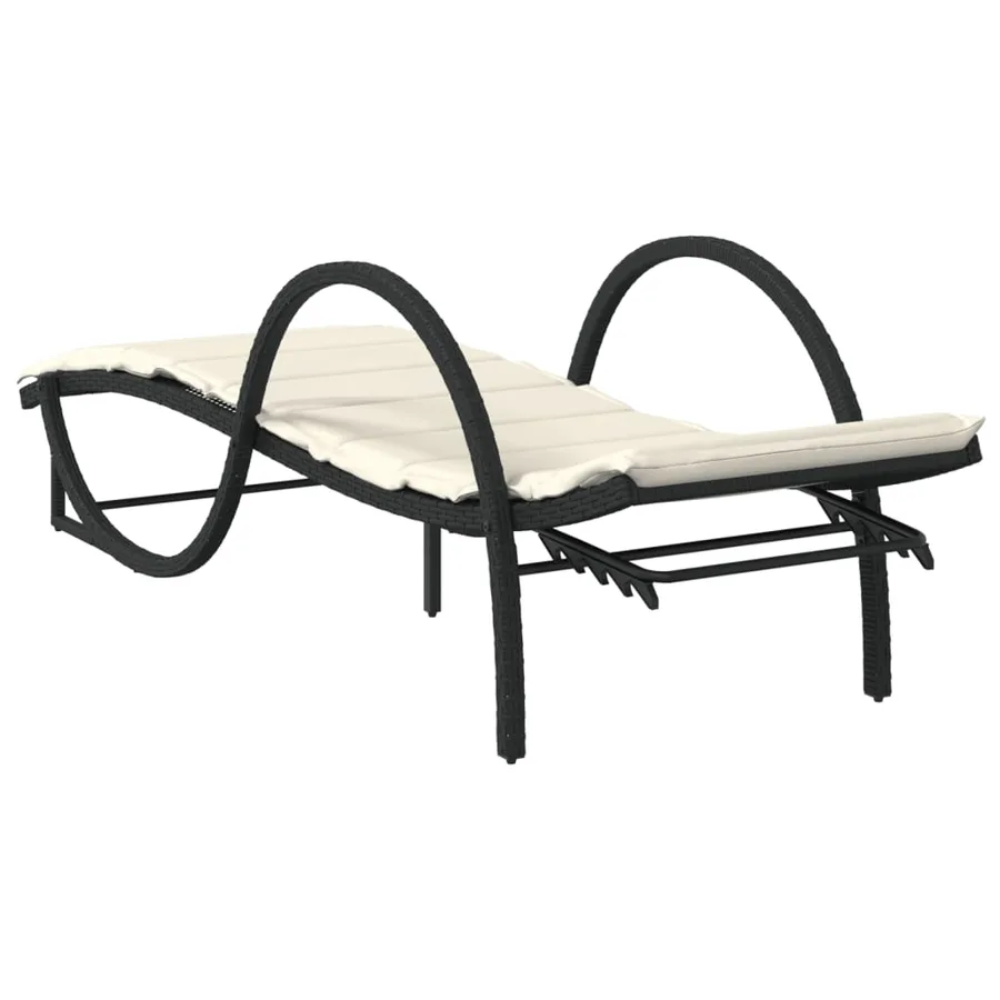 Chaises longues lot de 2 avec table noir résine tressée - 7