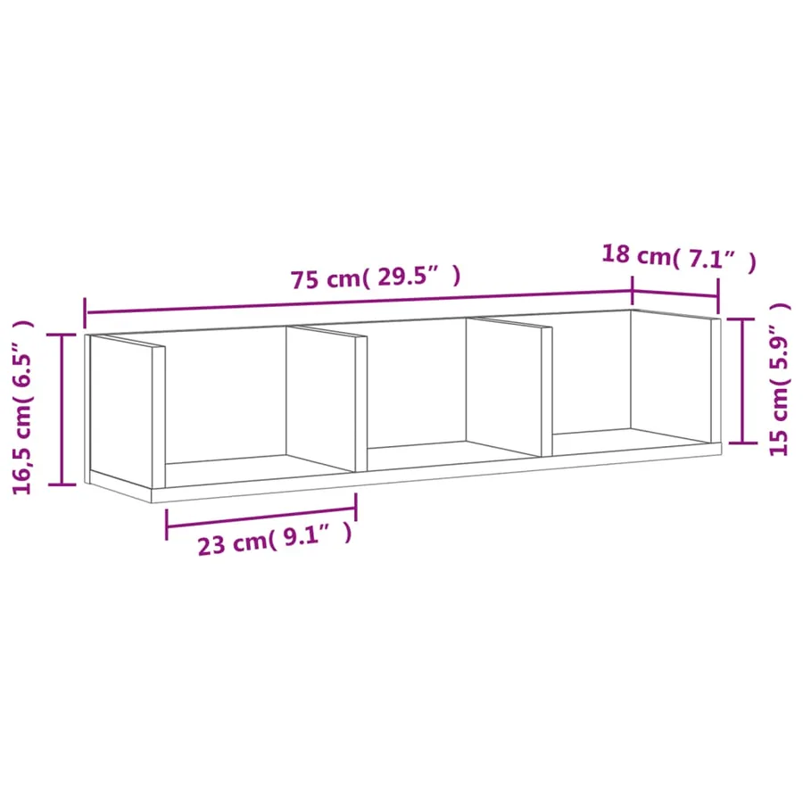 Armoires murales 2pcs gris béton 75x18x16,5cm bois d'ingénierie - 11