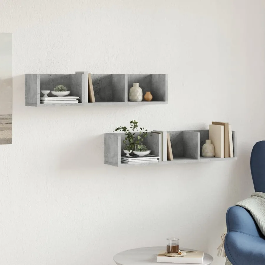 Armoires murales 2pcs gris béton 75x18x16,5cm bois d'ingénierie - 3