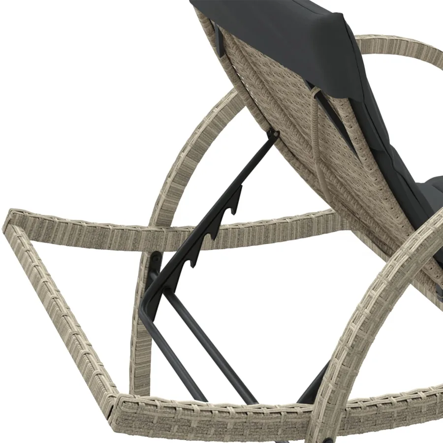 Chaises longues lot de 2 avec table gris clair résine tressée - 11