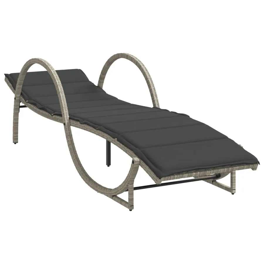 Chaises longues lot de 2 avec table gris clair résine tressée - 4