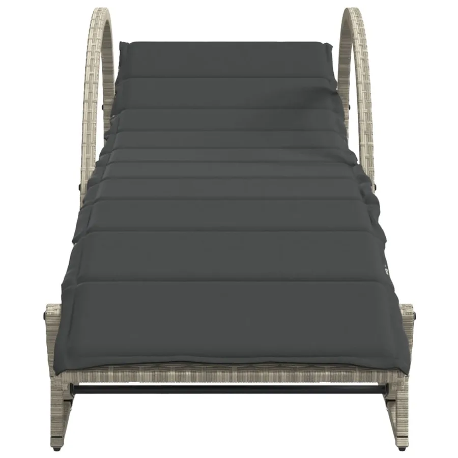 Chaises longues lot de 2 avec table gris clair résine tressée - 5