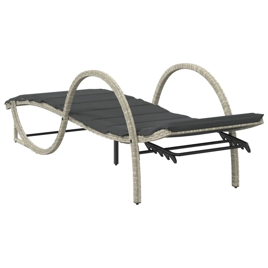 Chaises longues lot de 2 avec table gris clair résine tressée - 7