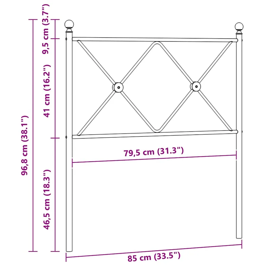 Tête de lit de remplacement métal noir 80 cm - 6