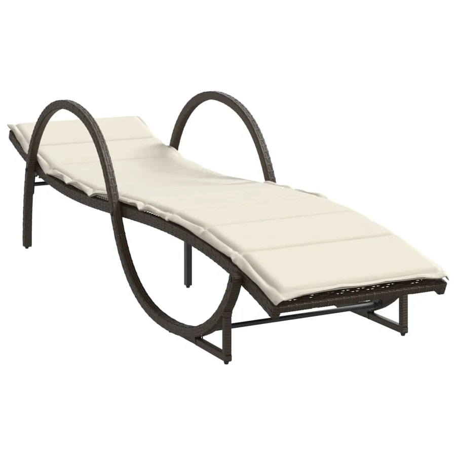 Chaises longues lot de 2 avec coussins marron résine tressée - 3