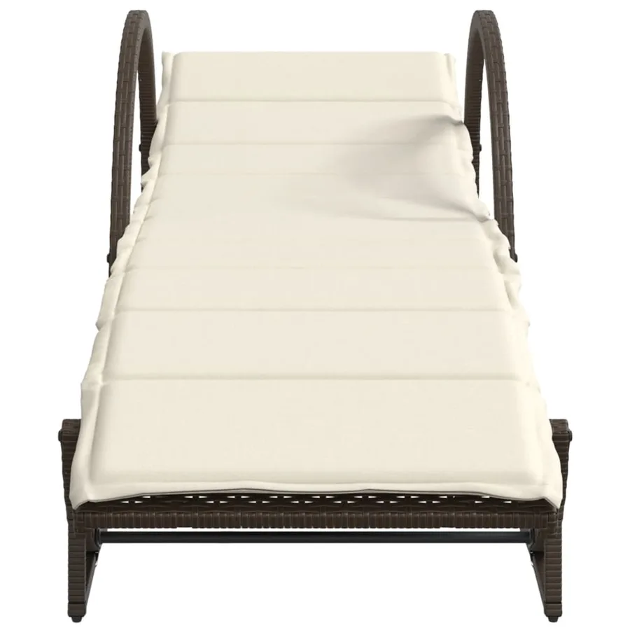Chaises longues lot de 2 avec coussins marron résine tressée - 4