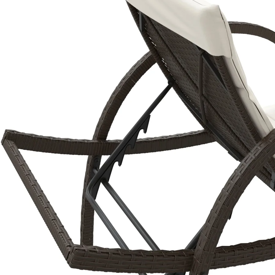 Chaises longues lot de 2 avec coussins marron résine tressée - 8