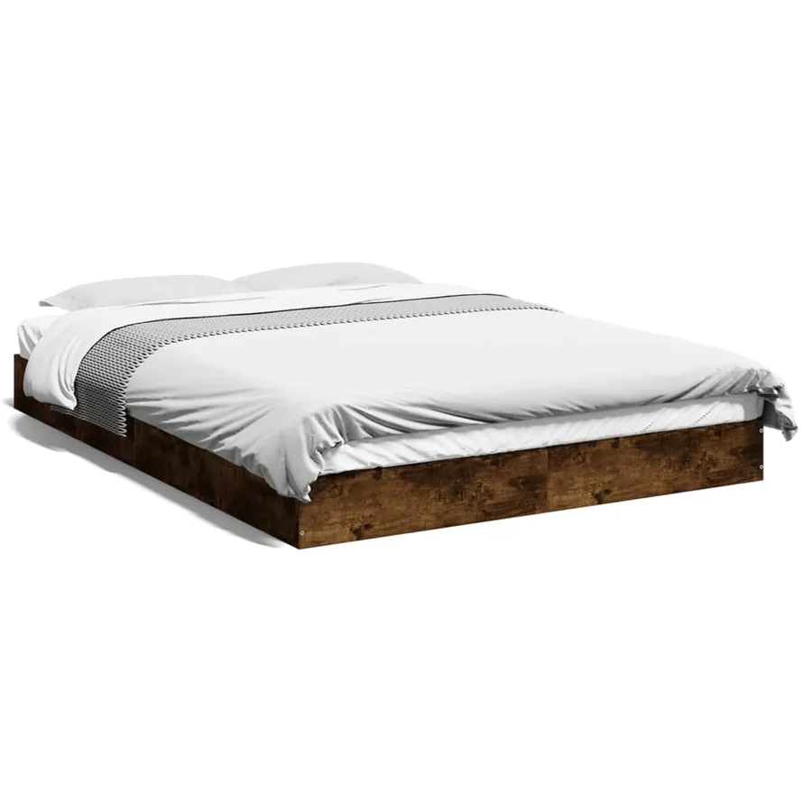 Cadre de lit sans matelas chêne fumé 140x200 cm bois ingénierie - 2