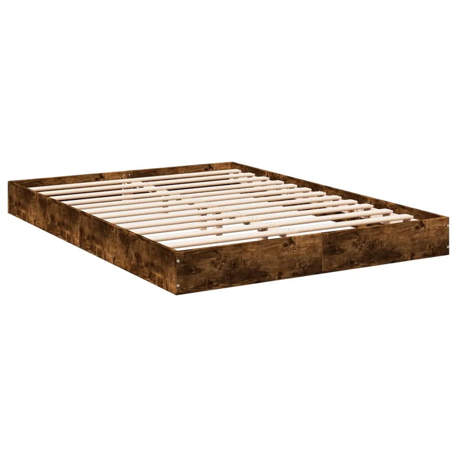Cadre de lit sans matelas chêne fumé 140x200 cm bois ingénierie - 6