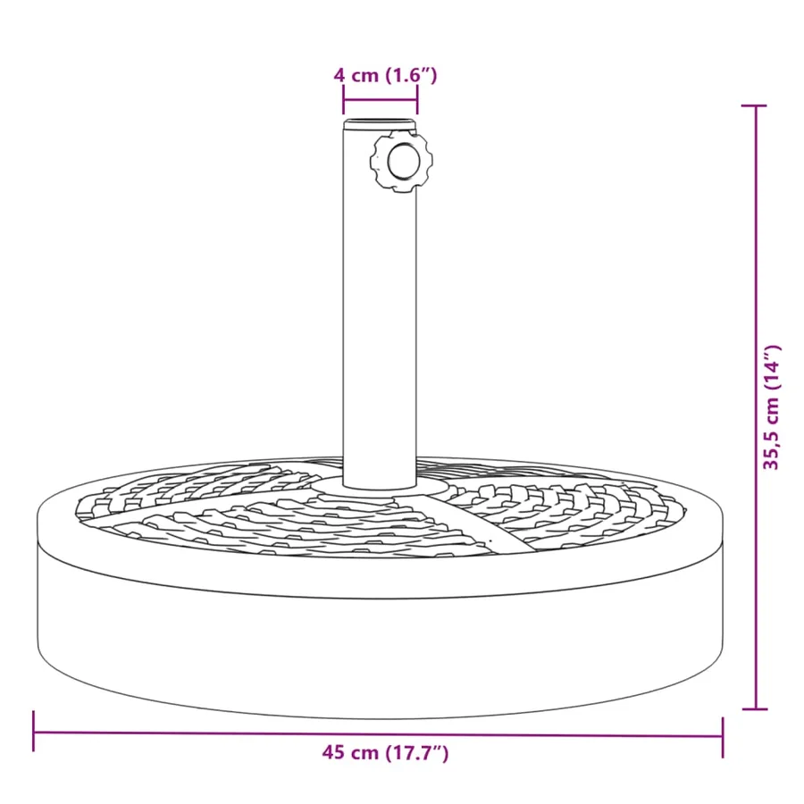 Base de parasol pour mâts Ø38 / 48 mm 25 kg rond - 8