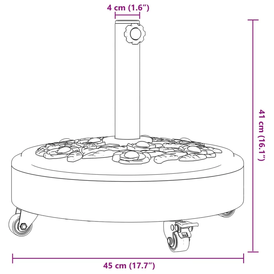 Base de parasol avec roues pour mâts Ø38 / 48 mm 27 kg rond - 8