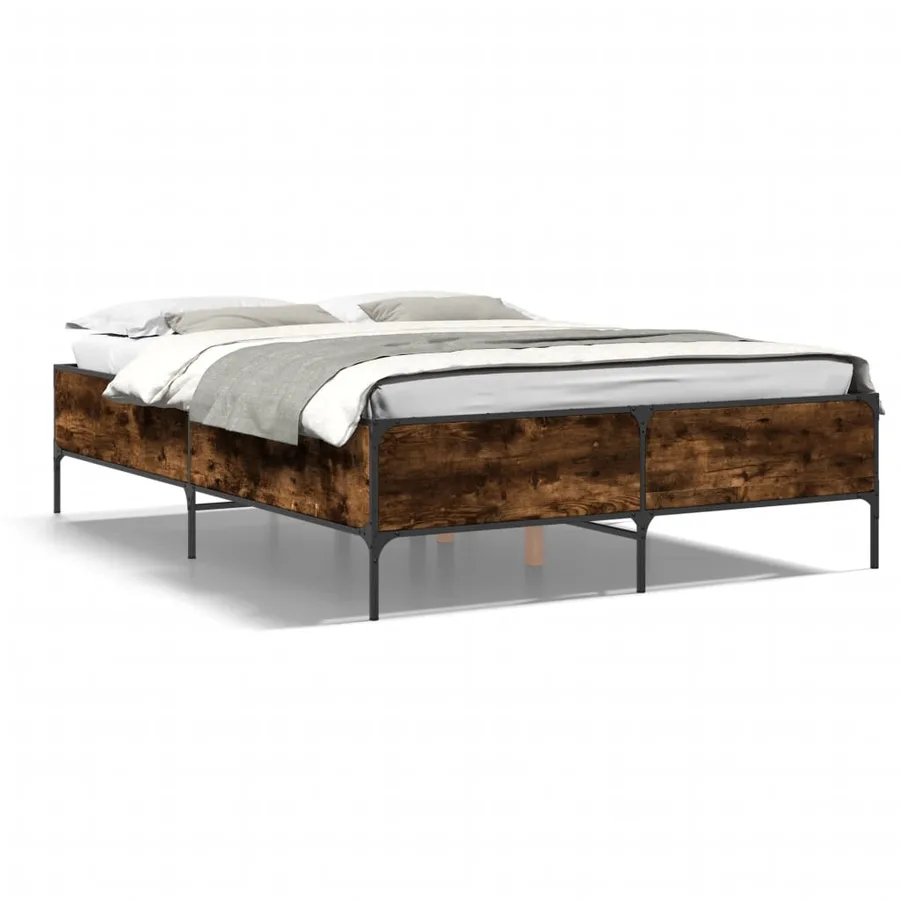 Cadre de lit sans matelas chêne fumé 140x200 cm - 2