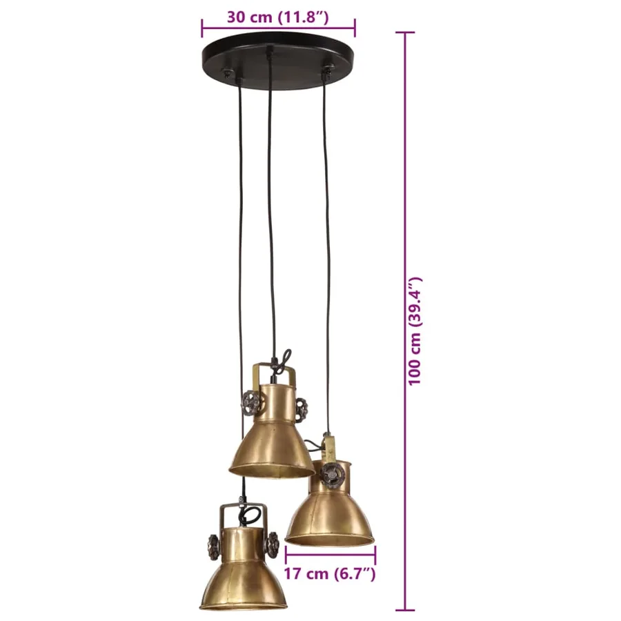 Lampe suspendue 25 W laiton antique 30x30x100 cm E27 - 9