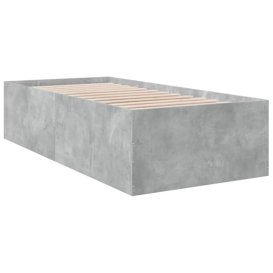 Cadre de lit sans matelas gris béton 75x190 cm - 3