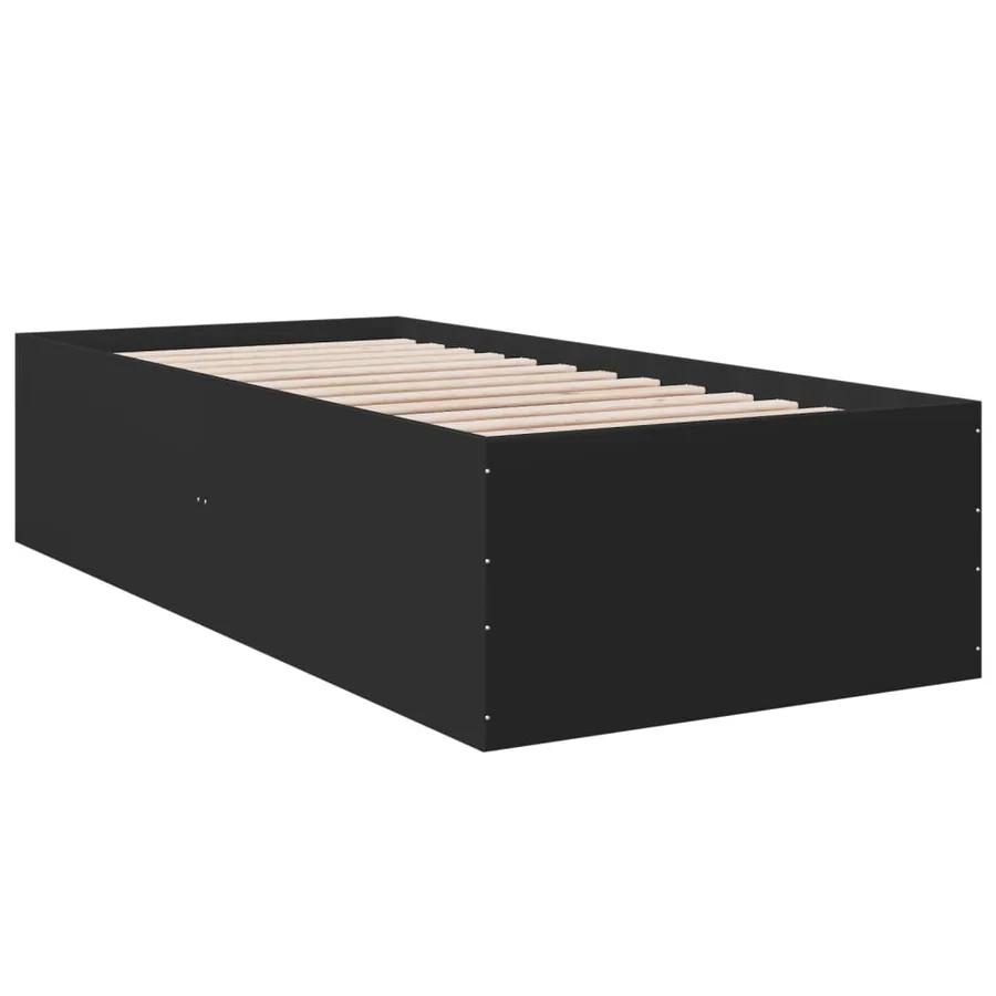 Cadre de lit sans matelas noir 75x190 cm - 3