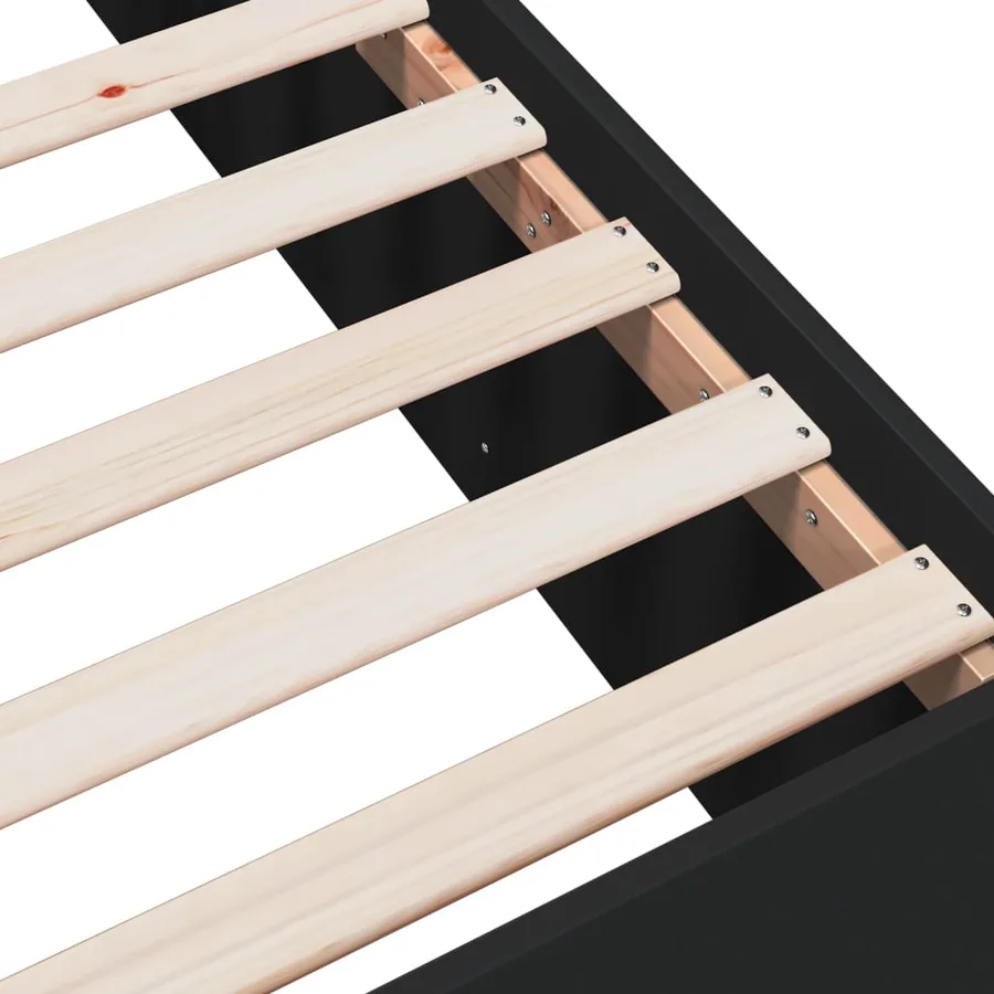 Cadre de lit sans matelas noir 75x190 cm - 7